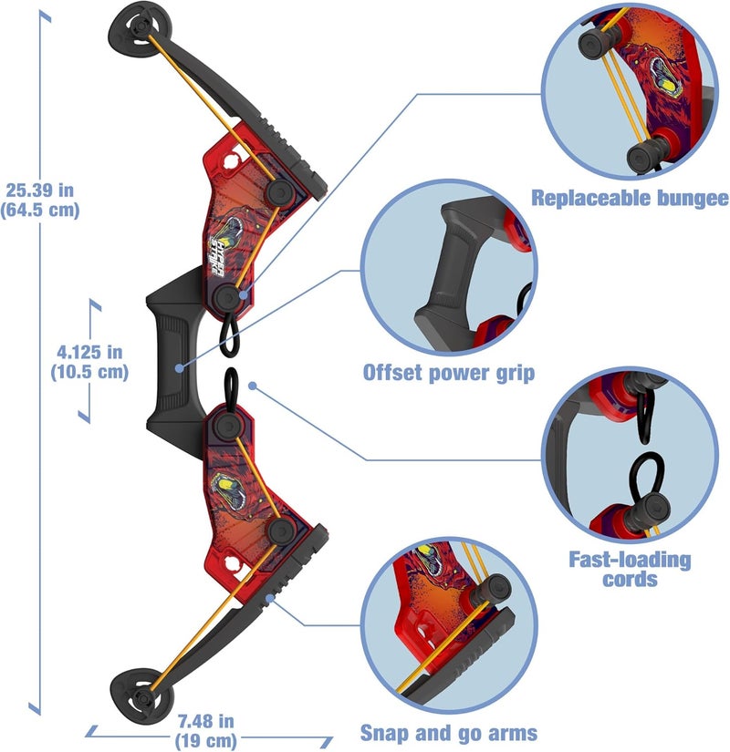 Zing HyperStrike FireTek Bow Archer Pack, Light Up Bow and Light Up Zonic Whistle Arrows, Shoots Arrows Over 200ft, Outdoor Play with Friends and Family, for Ages 14+ (Red) - Image 3